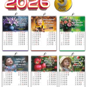 Large 2026 Hindi Calendar for Wall (18x25") | 6-Page Calendar with Indian Festivals, Flowers, Birds & Quotes | High-Quality Glossy Finish